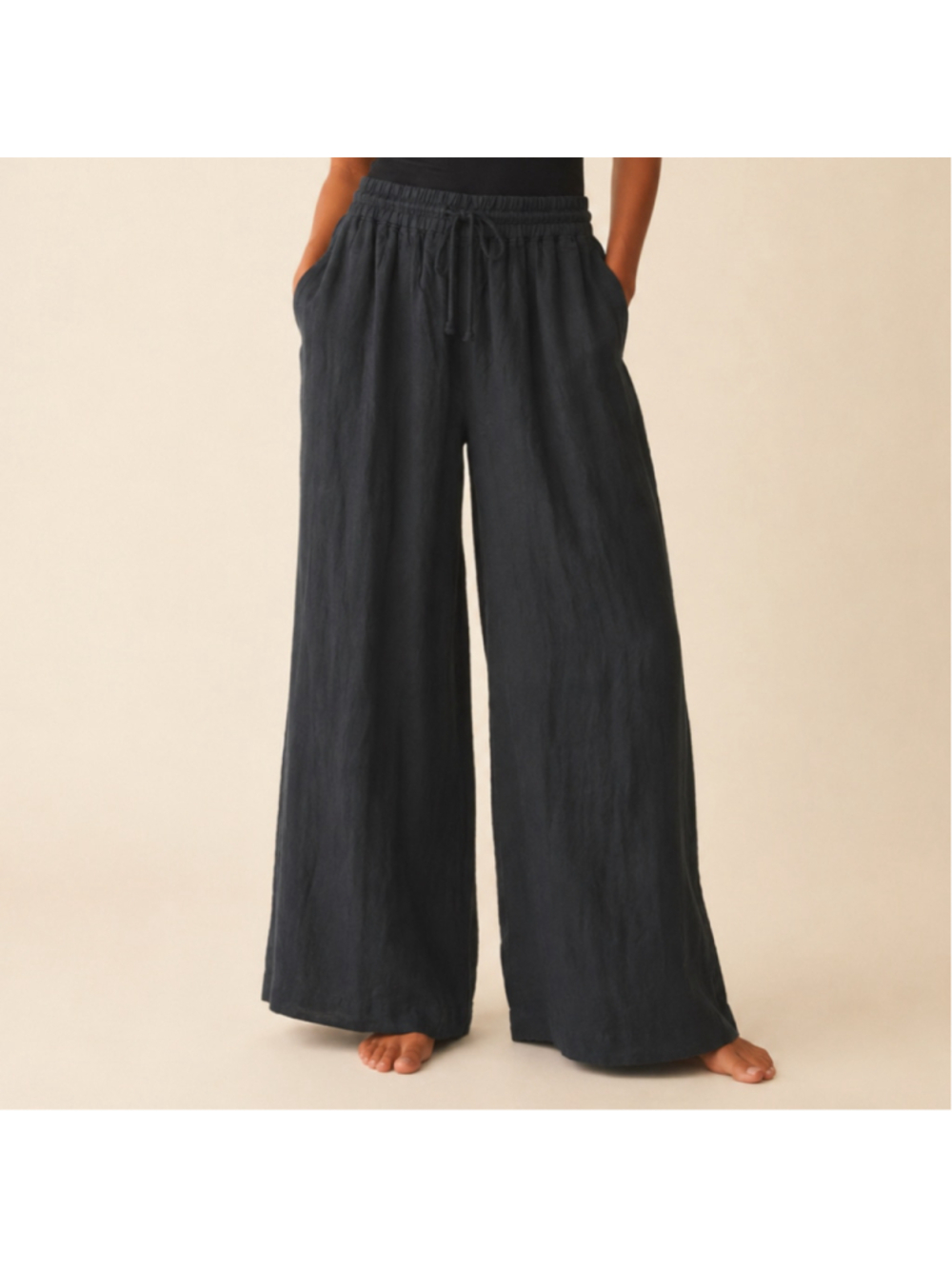 Quince 100% Linen Wide Leg Pants Lounge Quiet Luxury Coastal Vaca Beachy Boho XL